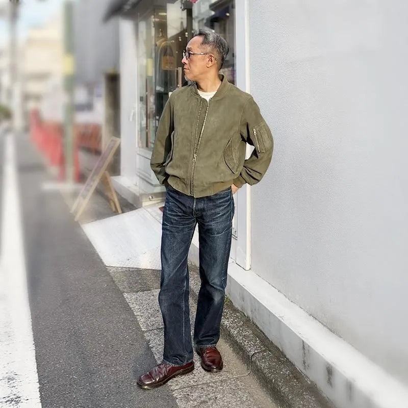 FK×Denim Cellar.SHEEP SKIN SUEDE MA-1