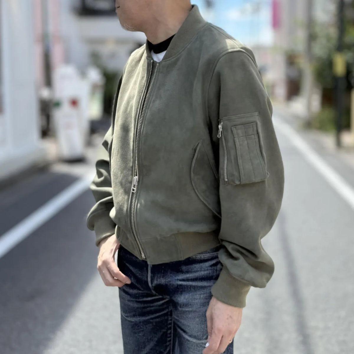 FK×Denim Cellar.SHEEP SKIN SUEDE MA-1