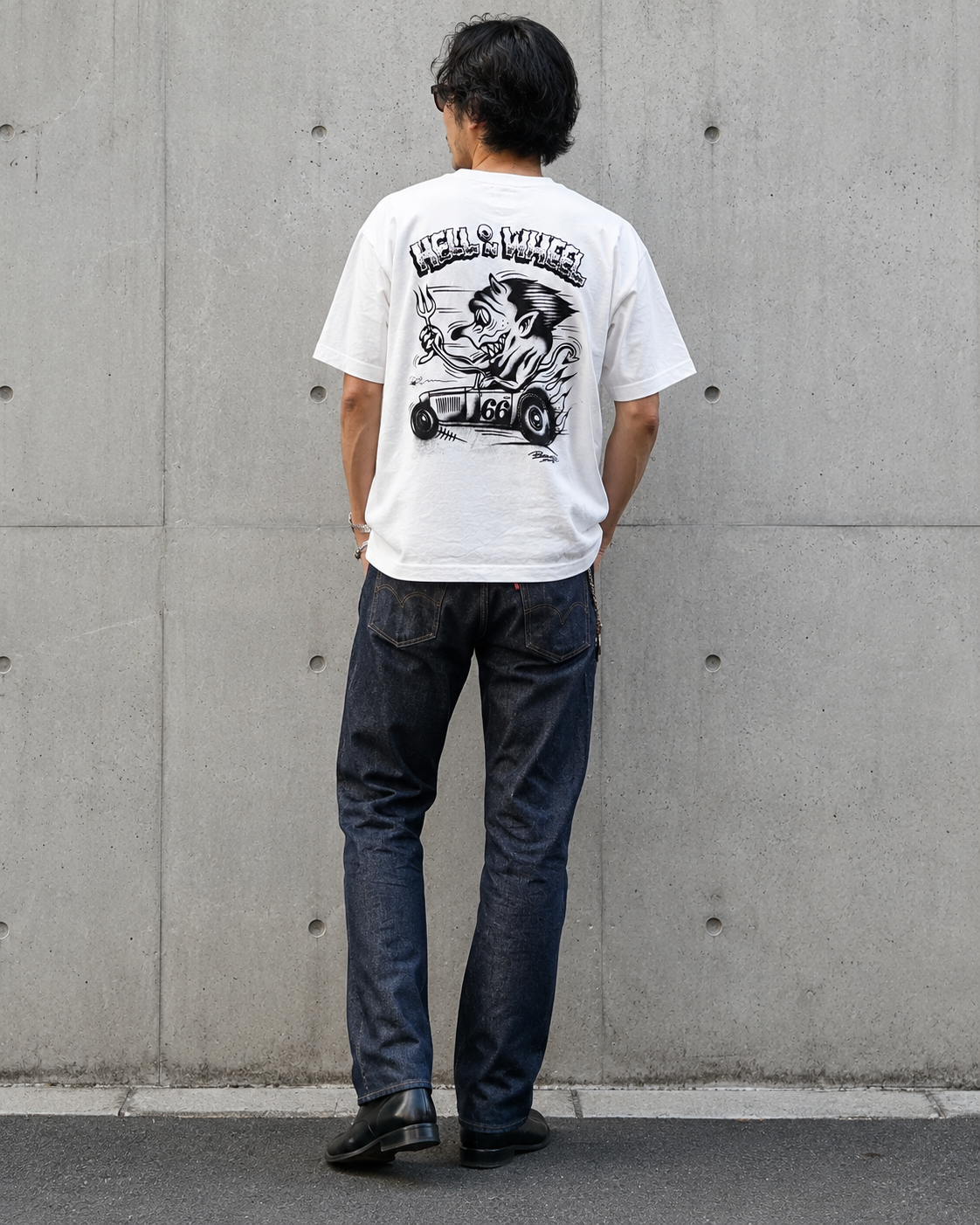 SPECIAL PRINT TEE HELL ON WHEELホットロッド