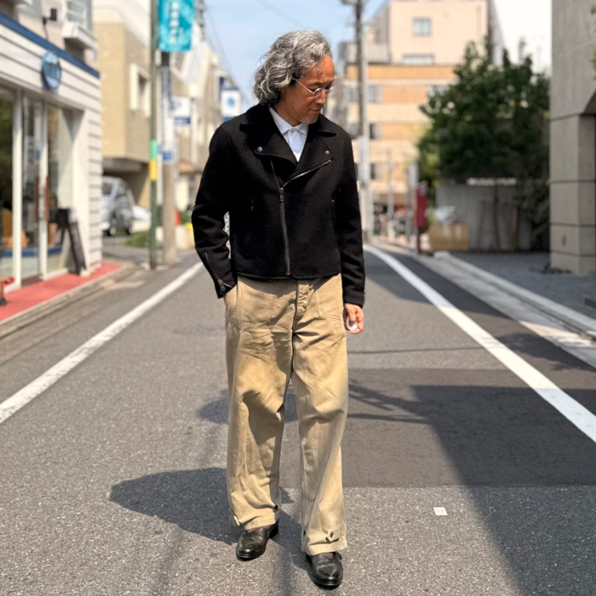FK×Denim Cellar.  HARRIS TWWEED DOUBLE RIDERS JACKET